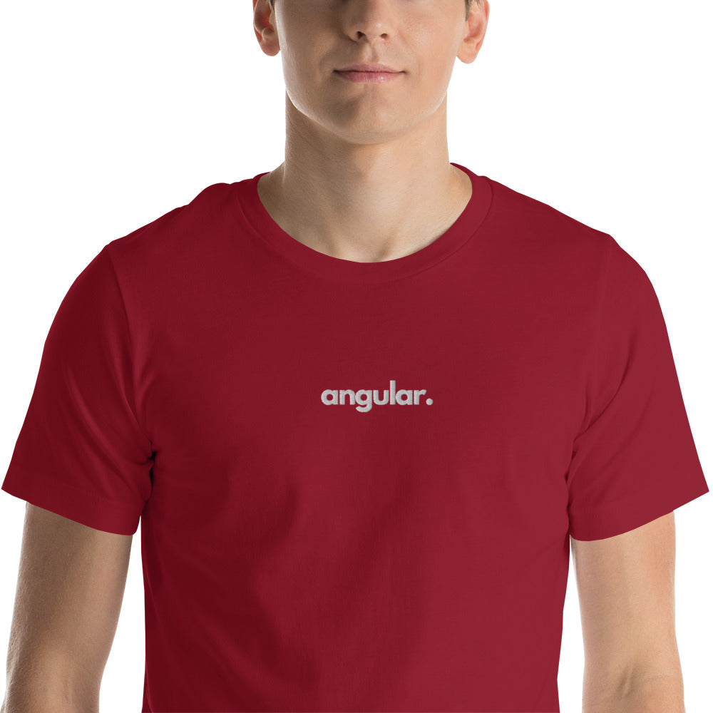 "Angular" Embroidered Unisex organic cotton dark t-shirt The Developer Shop