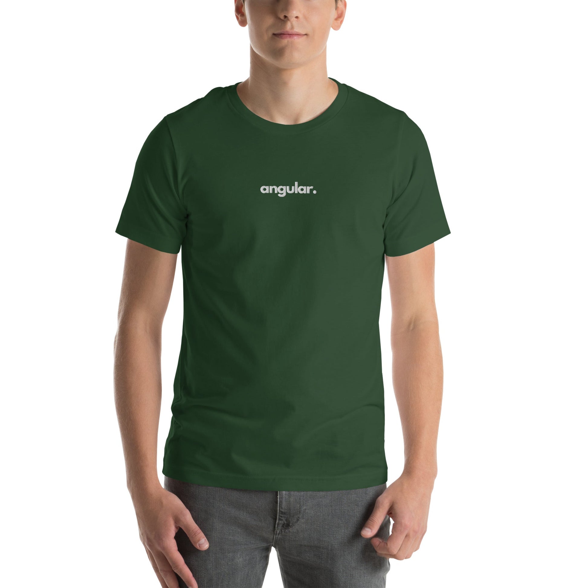 "Angular" Embroidered Unisex organic cotton dark t-shirt The Developer Shop