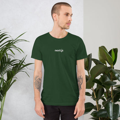 "Next.JS" Embroidered Unisex organic cotton dark t-shirt The Developer Shop