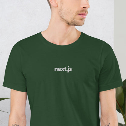 "Next.JS" Embroidered Unisex organic cotton dark t-shirt The Developer Shop