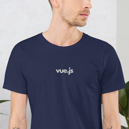 "Vue.js" Embroidered Unisex organic cotton dark t-shirt The Developer Shop