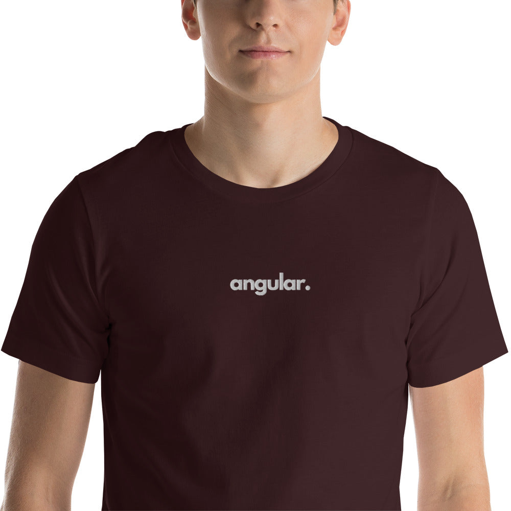 "Angular" Embroidered Unisex organic cotton dark t-shirt The Developer Shop