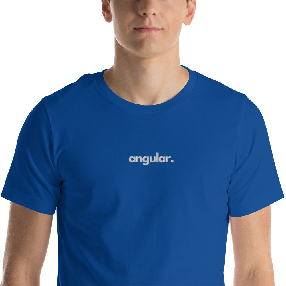 "Angular" Embroidered Unisex organic cotton dark t-shirt The Developer Shop