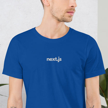 "Next.JS" Embroidered Unisex organic cotton dark t-shirt The Developer Shop