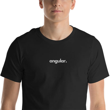 "Angular" Embroidered Unisex organic cotton dark t-shirt The Developer Shop