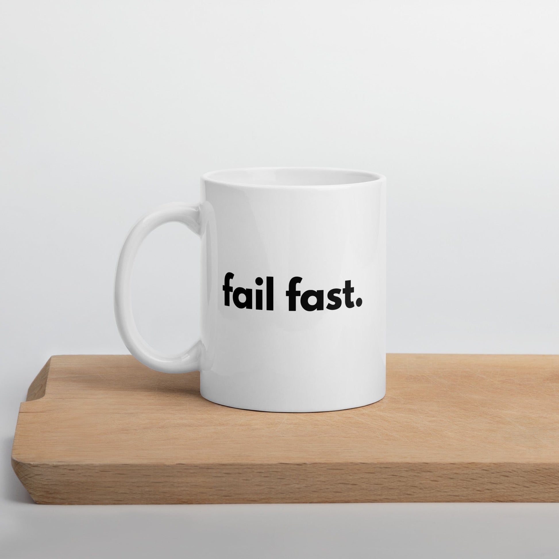 "FAIL FAST" White glossy mug The Developer Shop