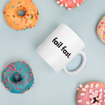 "FAIL FAST" White glossy mug The Developer Shop