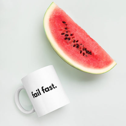 "FAIL FAST" White glossy mug The Developer Shop