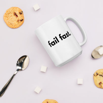 "FAIL FAST" White glossy mug The Developer Shop