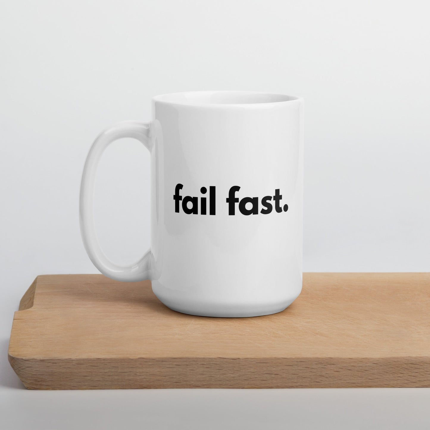 "FAIL FAST" White glossy mug The Developer Shop