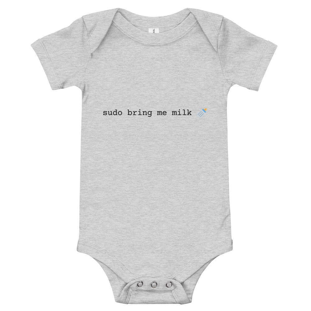 "SUDO BRING ME MILK" Baby short sleeve one piece The Developer Shop