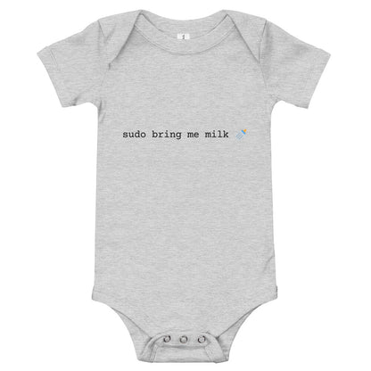 "SUDO BRING ME MILK" Baby short sleeve one piece The Developer Shop