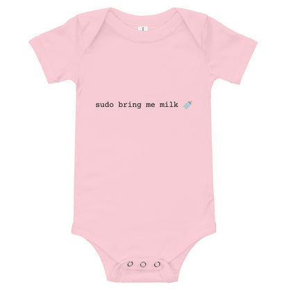 "SUDO BRING ME MILK" Baby short sleeve one piece The Developer Shop