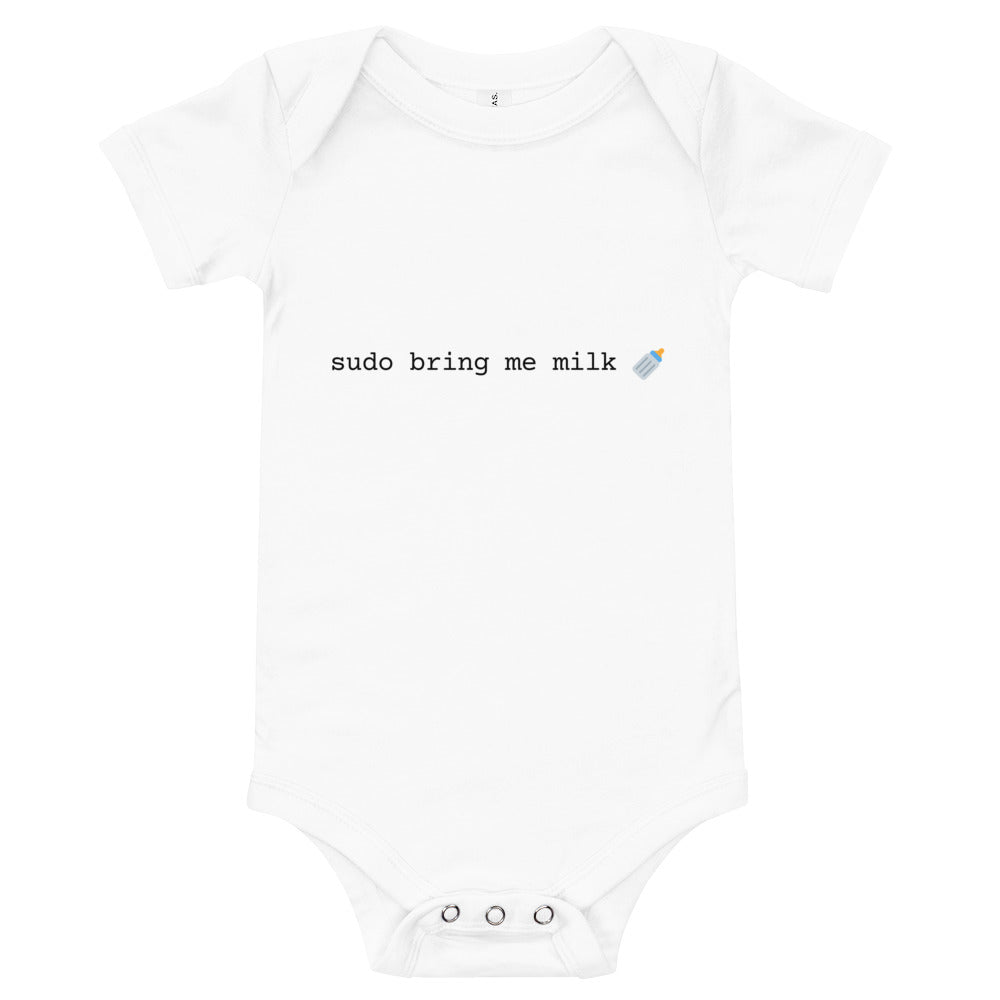 "SUDO BRING ME MILK" Baby short sleeve one piece The Developer Shop