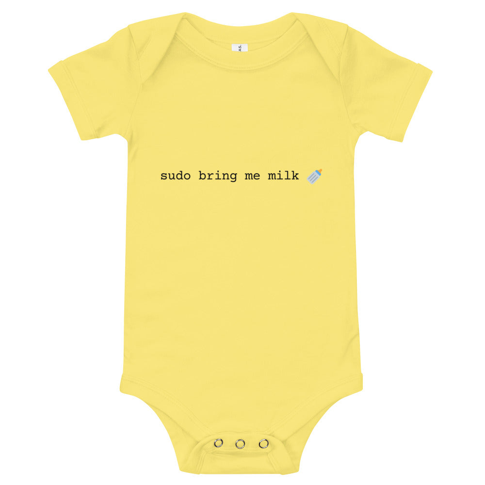 "SUDO BRING ME MILK" Baby short sleeve one piece The Developer Shop