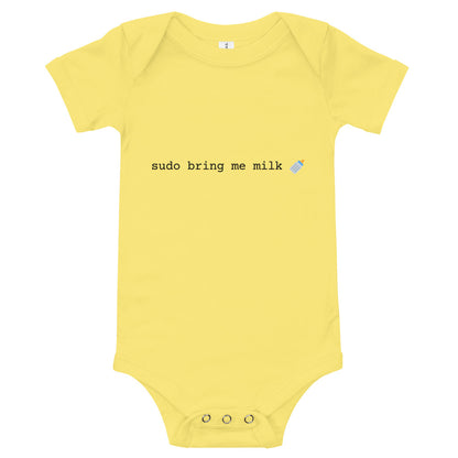 "SUDO BRING ME MILK" Baby short sleeve one piece The Developer Shop