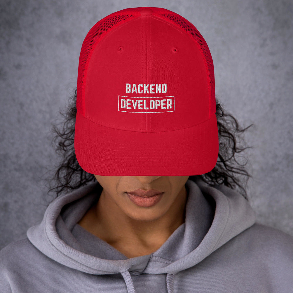 "BACKEND DEVELOPER" Trucker Cap The Developer Shop